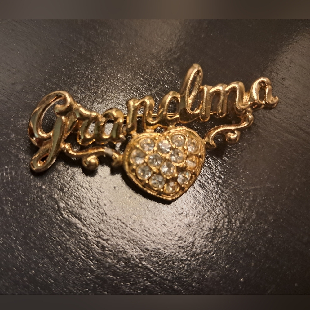 Vintage Avon Gold Heart Pendant with Crystals